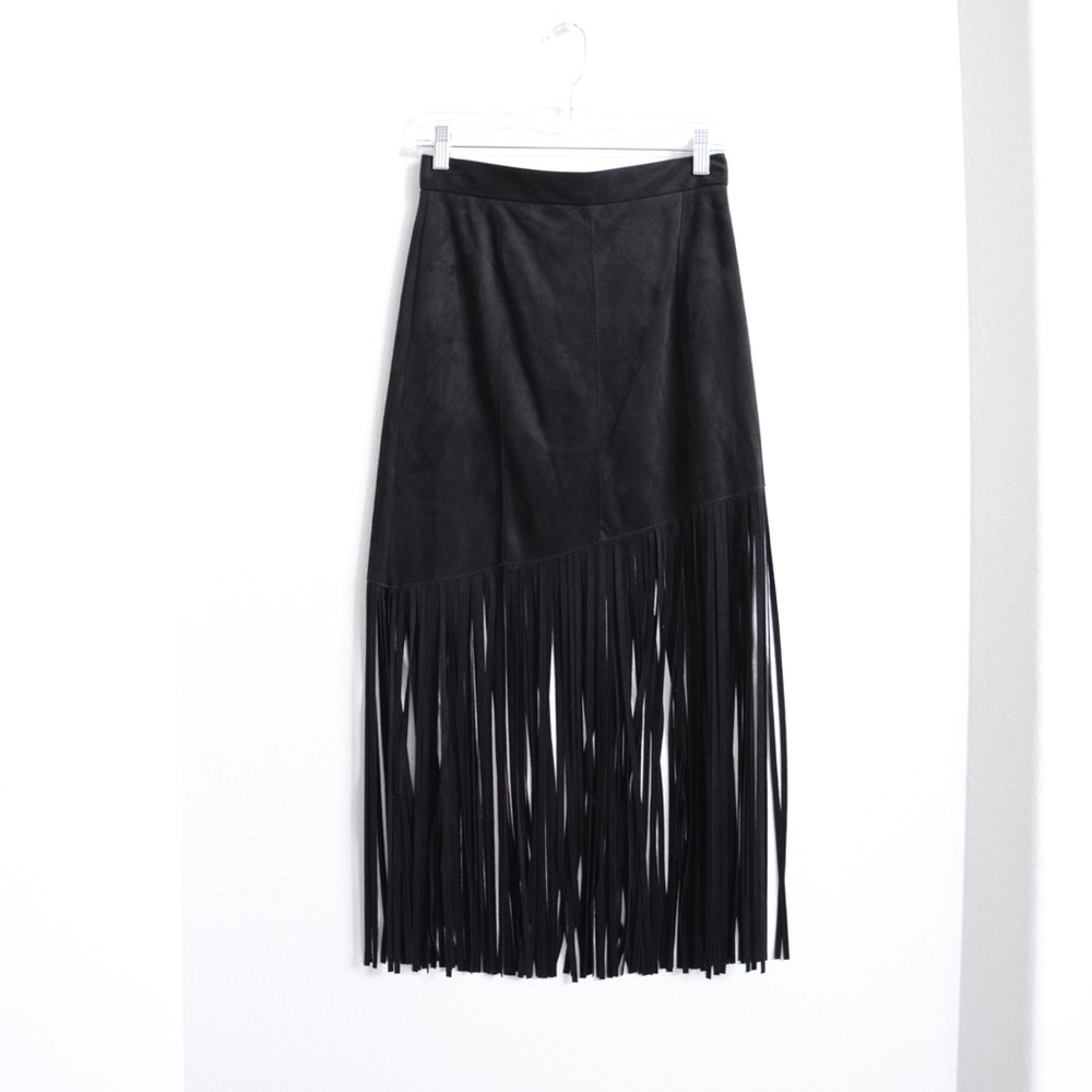 ZARA Suede Fringe Skirt